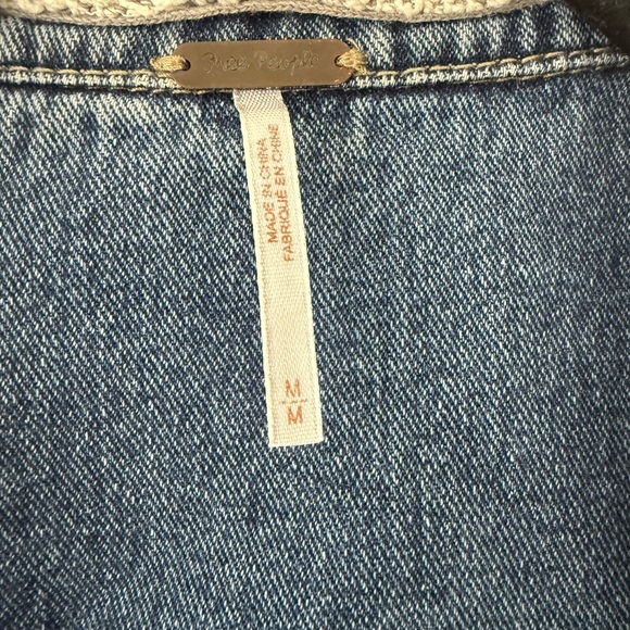 Free People Blue Denim Jacket hoodie combo M - Picture 3 of 3